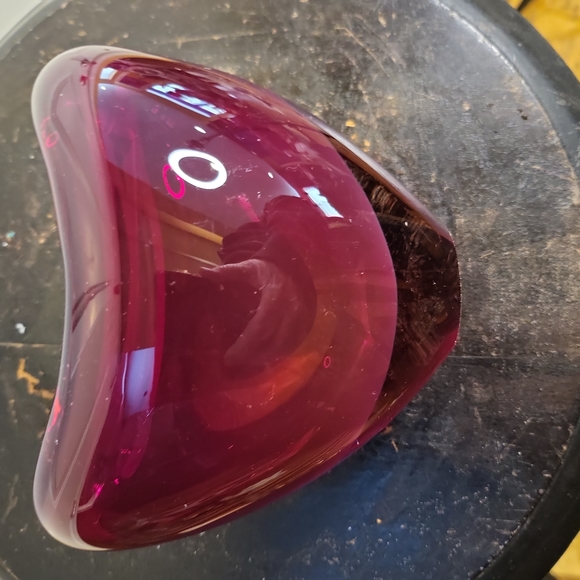 Vintage Murano Style Red Glass Heart Vase 5" - Picture 5 of 8